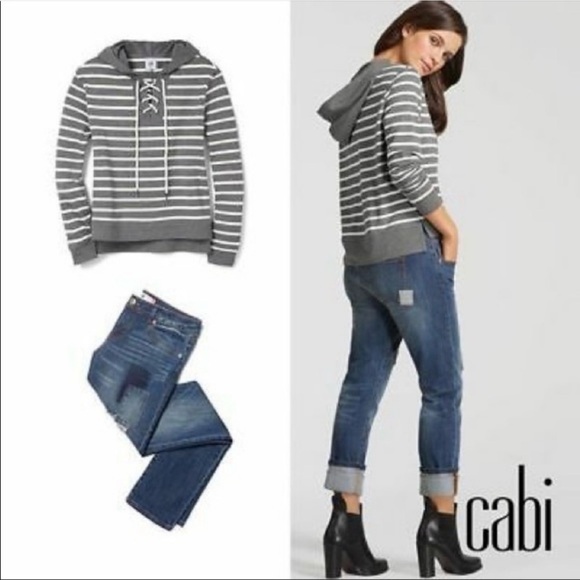 CAbi Charcoal and White Striped Lace-Up Hoodie
XS - Picture 4 of 7